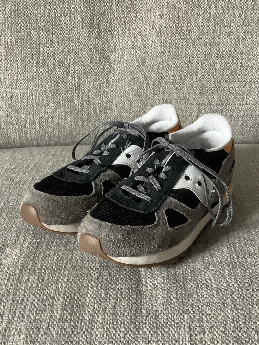 Saucony Shadow Original Kids Sneaker (Black/Grey/Yellow)